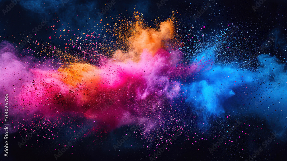 Obraz premium Abstract art colored powder on black background. Holy