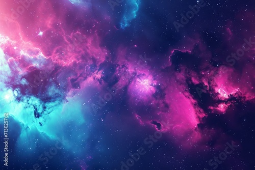 Nebula stardust wallpaper, blue, purple and magenta galaxy. Generative AI