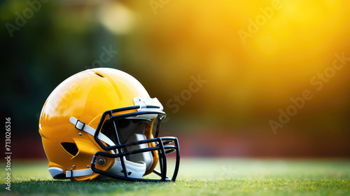 American football helmet on a blurred background