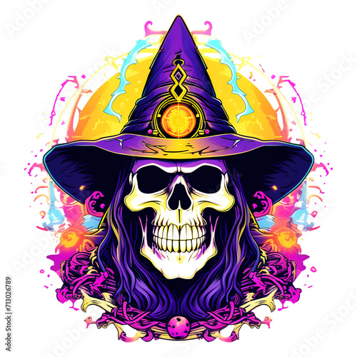 design of wizard skull for t-shirt print