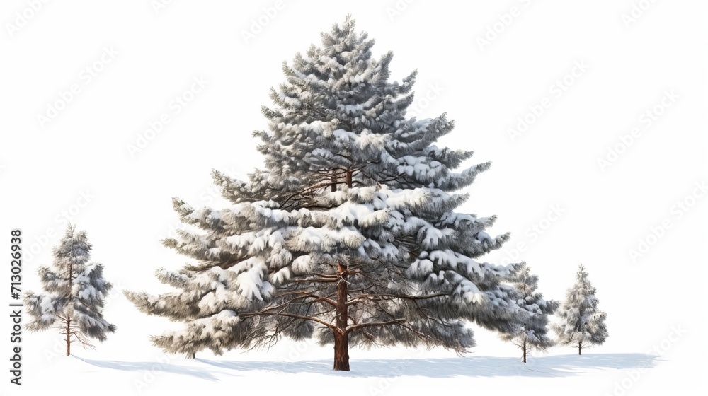 Silent Sentinels: Pine Trees Guarding the Snowy Expanse, generative ai Silent Sentinels: Pine Trees Guarding the Snowy Expanse, generative ai