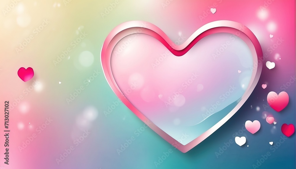 Heart shape in banner template. decoration with soft focus light and bokeh background