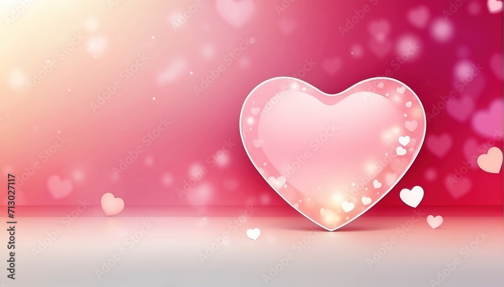 Heart shape in banner template. decoration with soft focus light and bokeh background