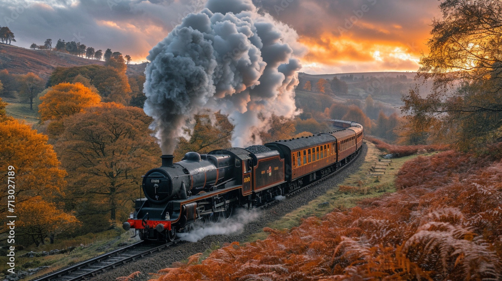 Obraz premium steam train in the countryside