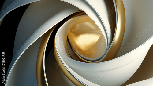White and golden dynamic abstract twisted shape