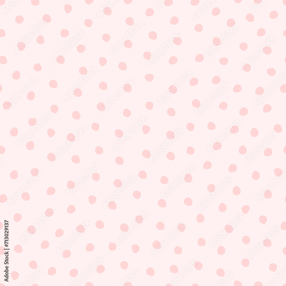 Vector illustration. Seamless pattern. Pastel pink background with dots, love, happiness, templates, cards, wallpapers, for website, brochure, advertisement, social media