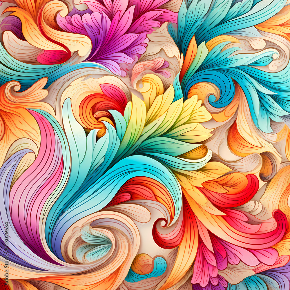 Line art pattern colorful devious illustration design wallpaper.; - obrazy, fototapety, plakaty 