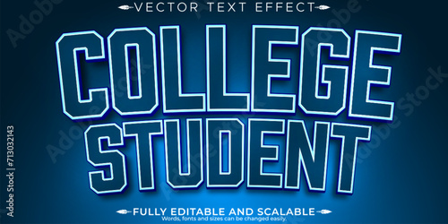 College retro text effect, editable sport and logo text style