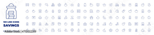 100 icons Savings collection. Thin line icon. Editable stroke. Savings icons for web and mobile app. photo