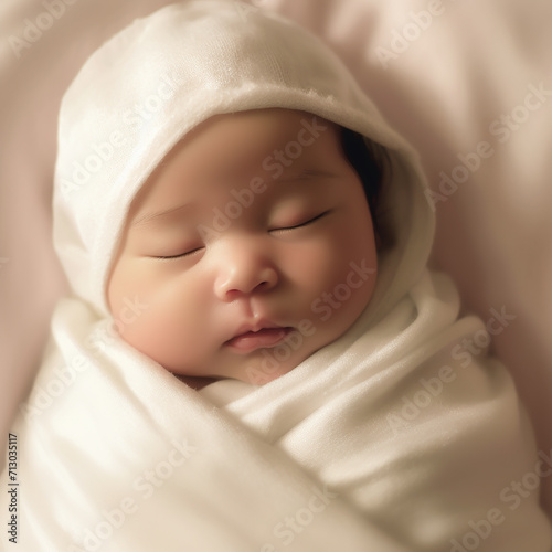 New born baby folding a blankets sleeping movement photography