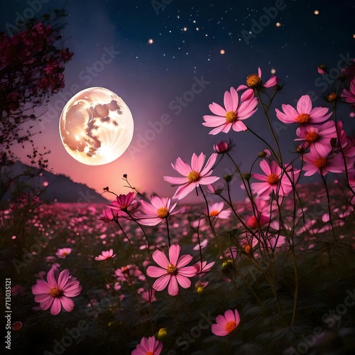 flower and moon