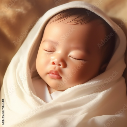 New born baby folding a blankets sleeping movement photography