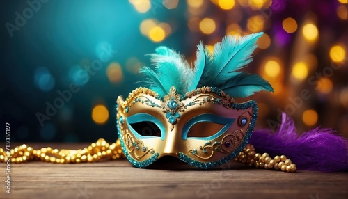 Fotografija Mardi gras mask, Carnival mask decoration with soft focus light and bokeh backgr