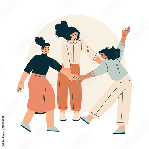 Woman Character Giving High Five Hand Gesture with Joy Vector Illustration