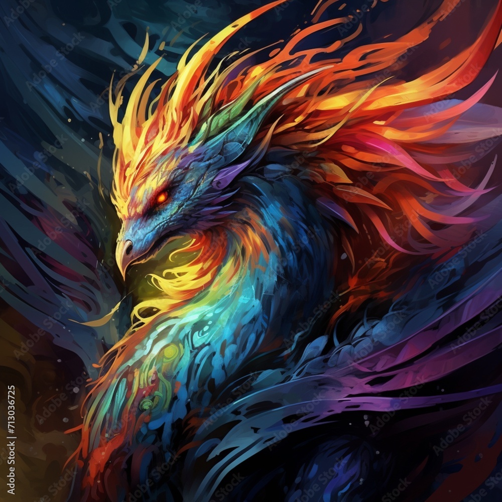 Nice winged colorful dragons Generative AI