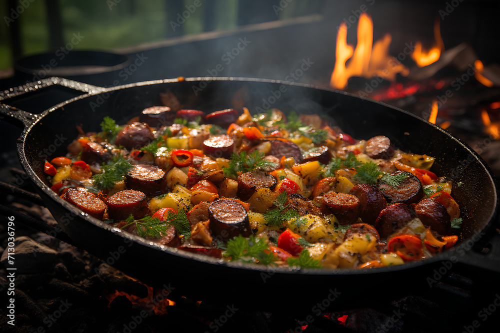 Preparation food with vegetables on the roaster in nature. Useful dietary foods on generative AI Preparation food with vegetables on the roaster in nature. Useful dietary foods on generative AI