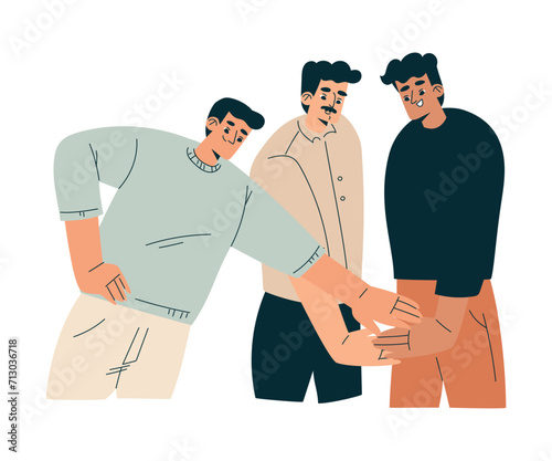 Man Character Giving High Five Hand Gesture with Joy Vector Illustration