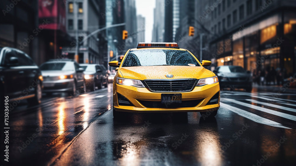 Downtown Chronicles: Taxis Roaming City Streets, Generative AI