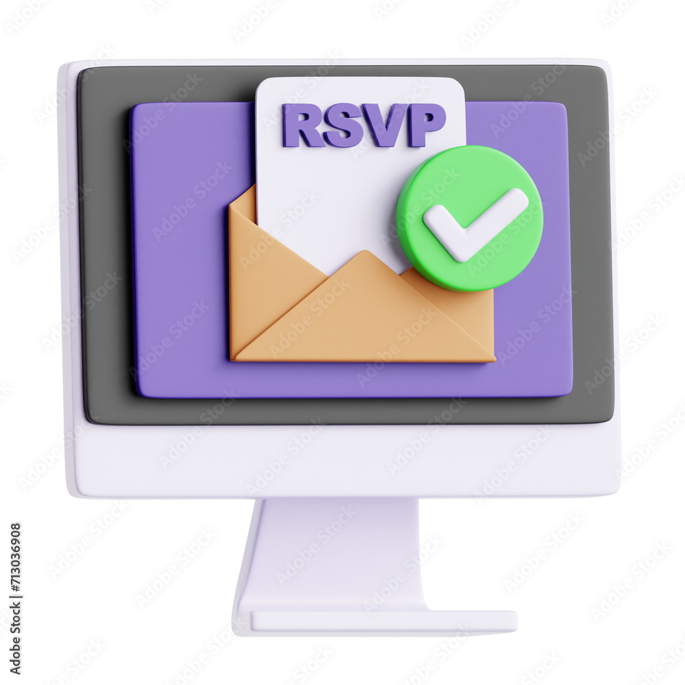 3D Illustration of Confirmed RSVP Acknowledgment 3D Illustration of Confirmed RSVP Acknowledgment