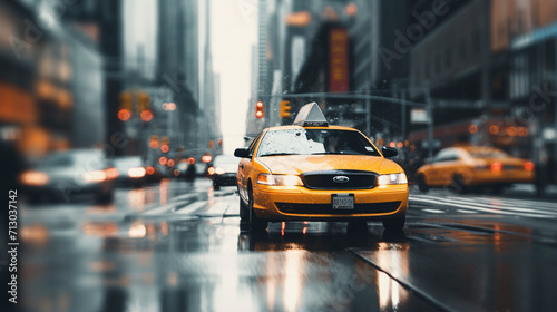 Photo Yellow Cab Ballet: Taxis in the Flow of City Energy, Generative AI
