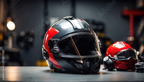 Helmet safety decoration with soft focus light and bokeh background © WrongWay