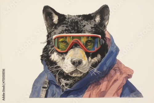 Painting of a Dog Wearing Sunglasses and a Jacket © Constantine M