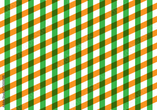 Fondo de mantel cuadriculado verde, naranja y blanco.