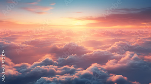 Beautiful sunrise cloudy sky from aerial view © Black