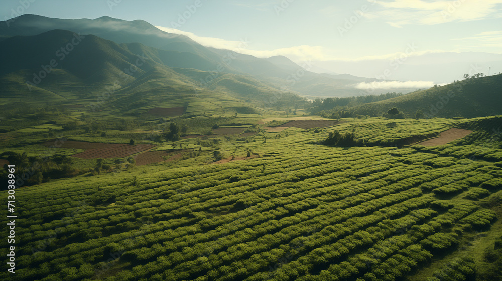 Drone Shot of Coffee Plantation 