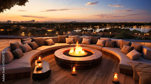Outdoor Firepit in a Backyard Setting with Cozy Chairs, Warm Flame, and Relaxation