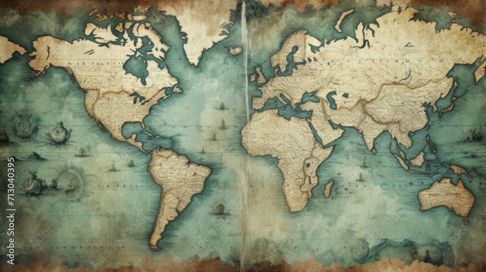 Obraz na płótnie old world map on paper w salonie