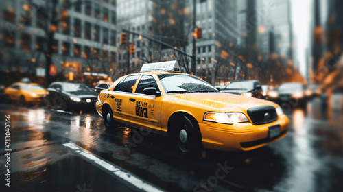 Cityscape Melody: Taxis Amidst the Urban Commute, Generative AI