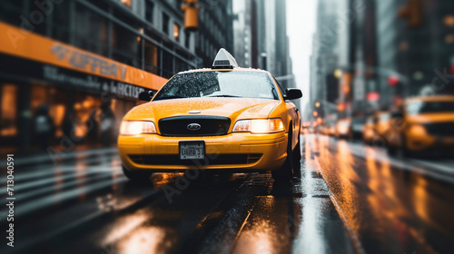 Urban Transit Tales: Taxis in the Heart of Downtown, Generative AI © Adolfo Perez Design