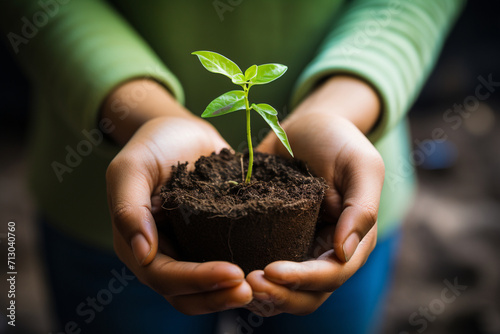 A pair of hands holding a fragile seedling, representing the potential for growth