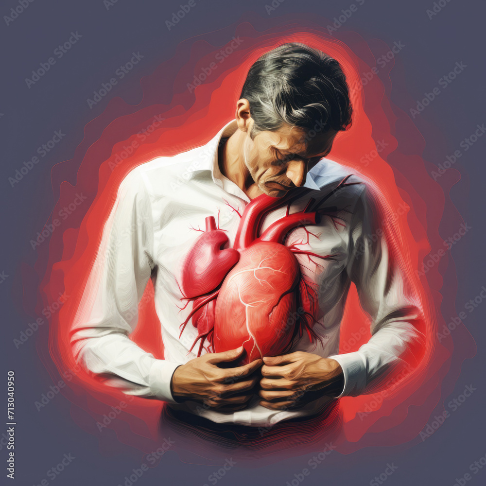 man pressing on chest with painful expression. chest pain from heart attack. healthcare concept man pressing on chest with painful expression. chest pain from heart attack. healthcare concept