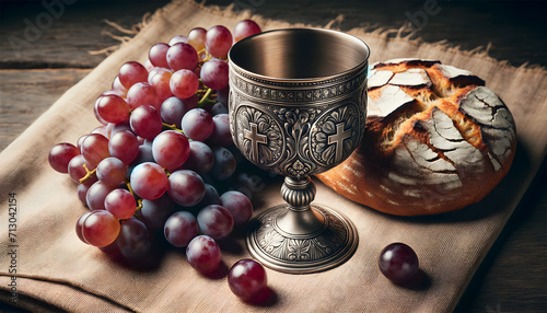 Sacramental Bread and Wine A Communion Still Life photo
