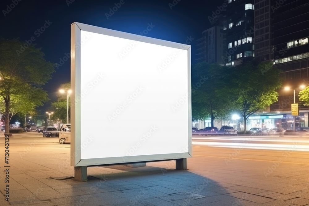 Illuminated blank billboard mockup. Digital light box display screen for promotional media