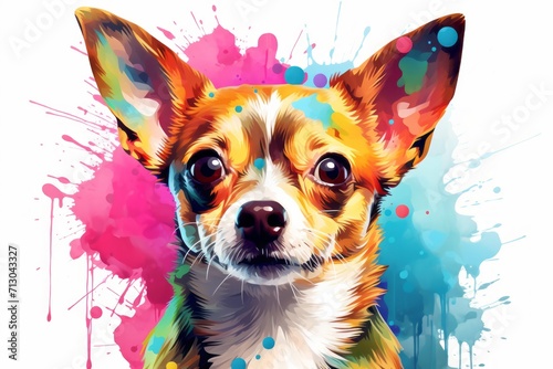 Colorful Spots on Small Dogs Face, Cute and Playful Canine Companion © Constantine M