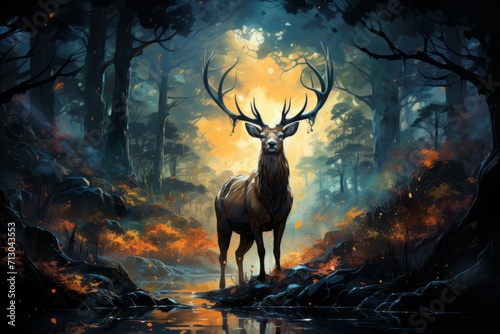 Majestic Deer in Serene Forest Setting © Constantine M