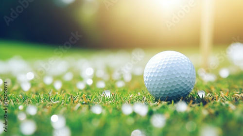 Golf Swing Focus: Close-up on the Lush Greenery, Generative AI