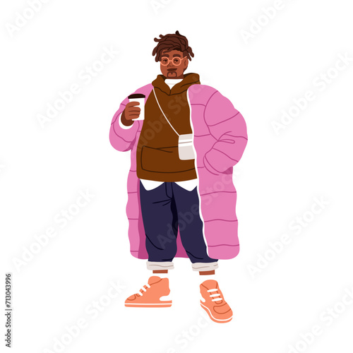 Modern black man in fashion apparel, casual street clothes. Stylish African-A...