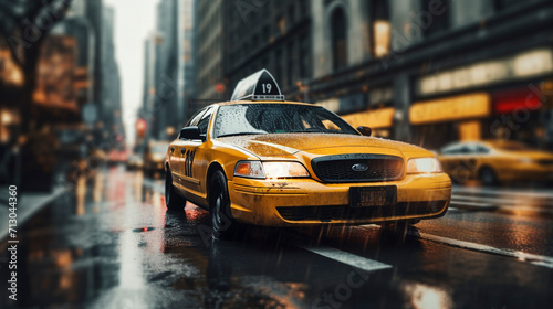 Urban Commute Ballet: Taxis in the Crowded Downtown, Generative AI
