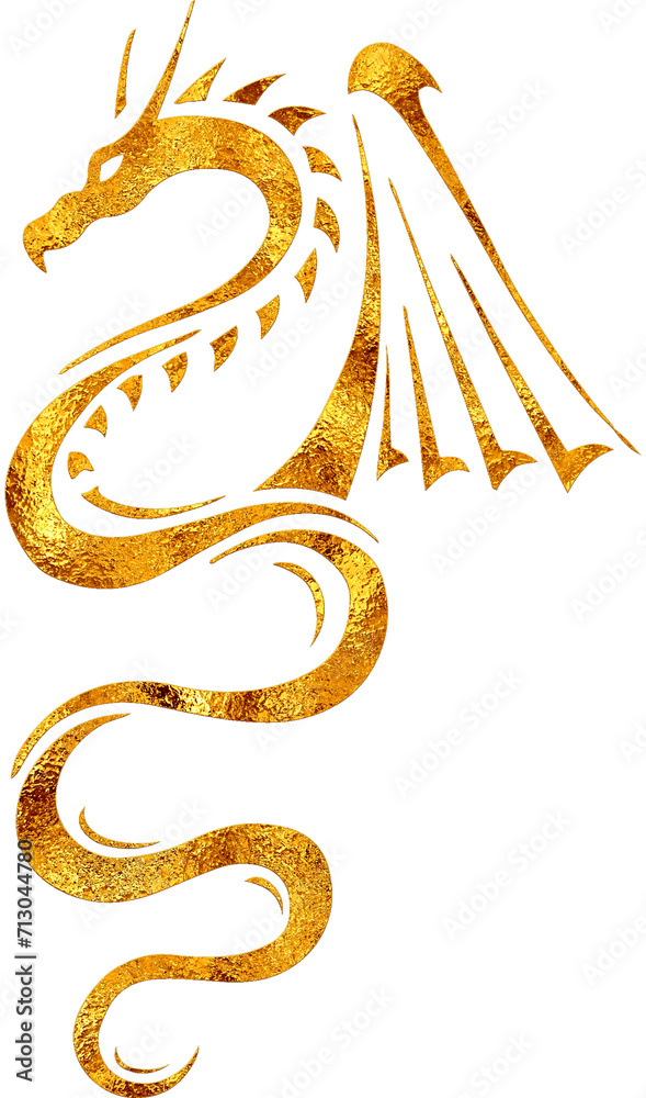 Fototapeta premium Majestic Gold Dragon - Digital Painting | Mythical Elegance.