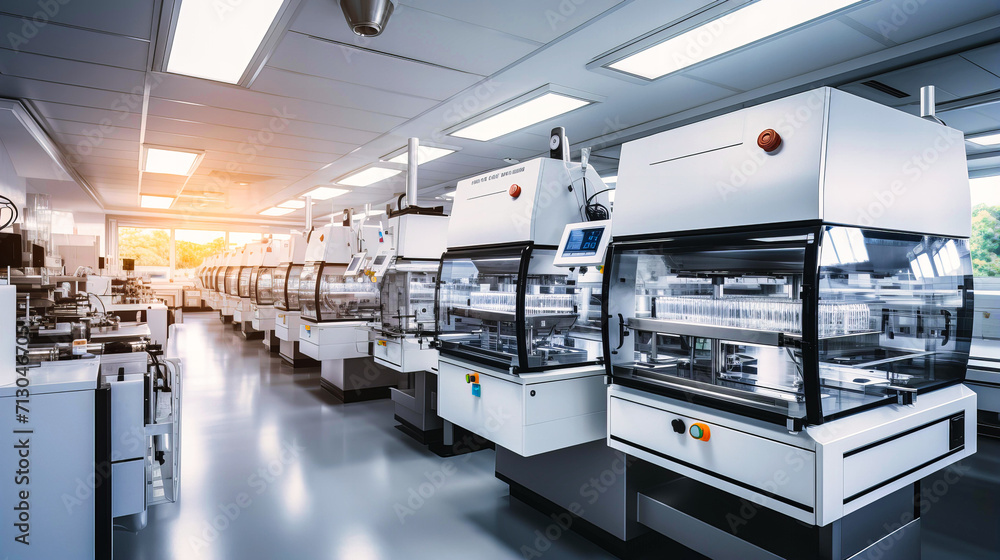 Obraz premium Industrial Manufacturing Facility with Technology, Machinery, and Research