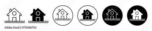 flooded house Line Art Logo set. flooded house Vector Illustration
