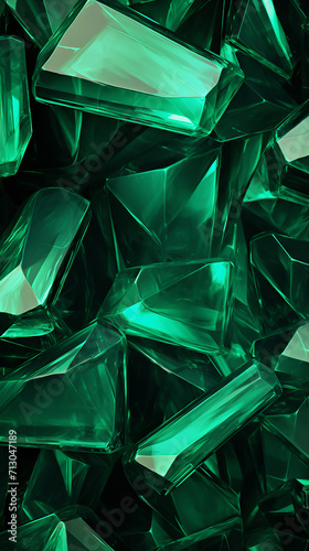 Abstract background made of green glass cubes. 3d render illustration.