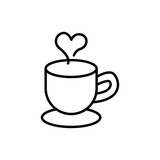 Love coffee outline icons, minimalist vector illustration ,simple transparent graphic element .Isolated on white background