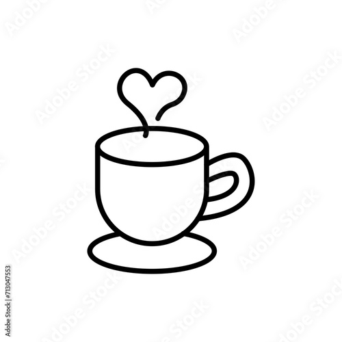 Love coffee outline icons, minimalist vector illustration ,simple transparent graphic element .Isolated on white background