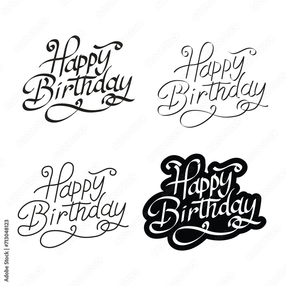 Handwritten brush lettering of Happy Birthday , Typography design. Handwritten brush lettering of Happy Birthday , Typography design.