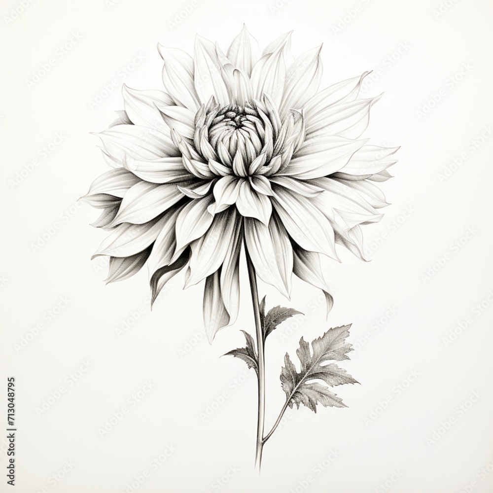 Pencil sketch dahlia flower plant image Generative AI Pencil sketch dahlia flower plant image Generative AI